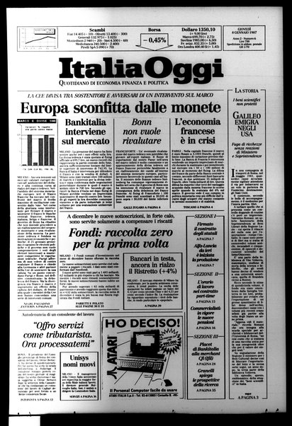 Italia oggi : quotidiano di economia finanza e politica